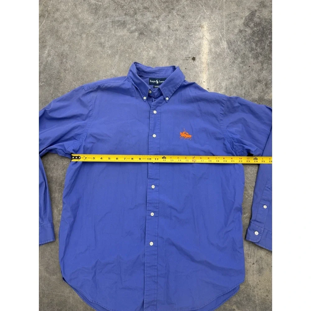Polo Ralph Lauren Shirt Mens 2XL Blue Double Pony Jockey Long Sleeve Button Down